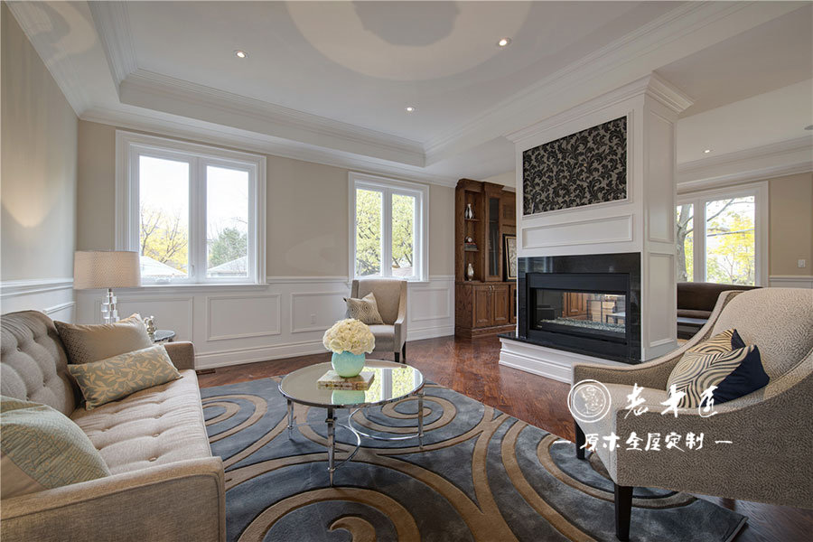 美式原木客廳定制圖片