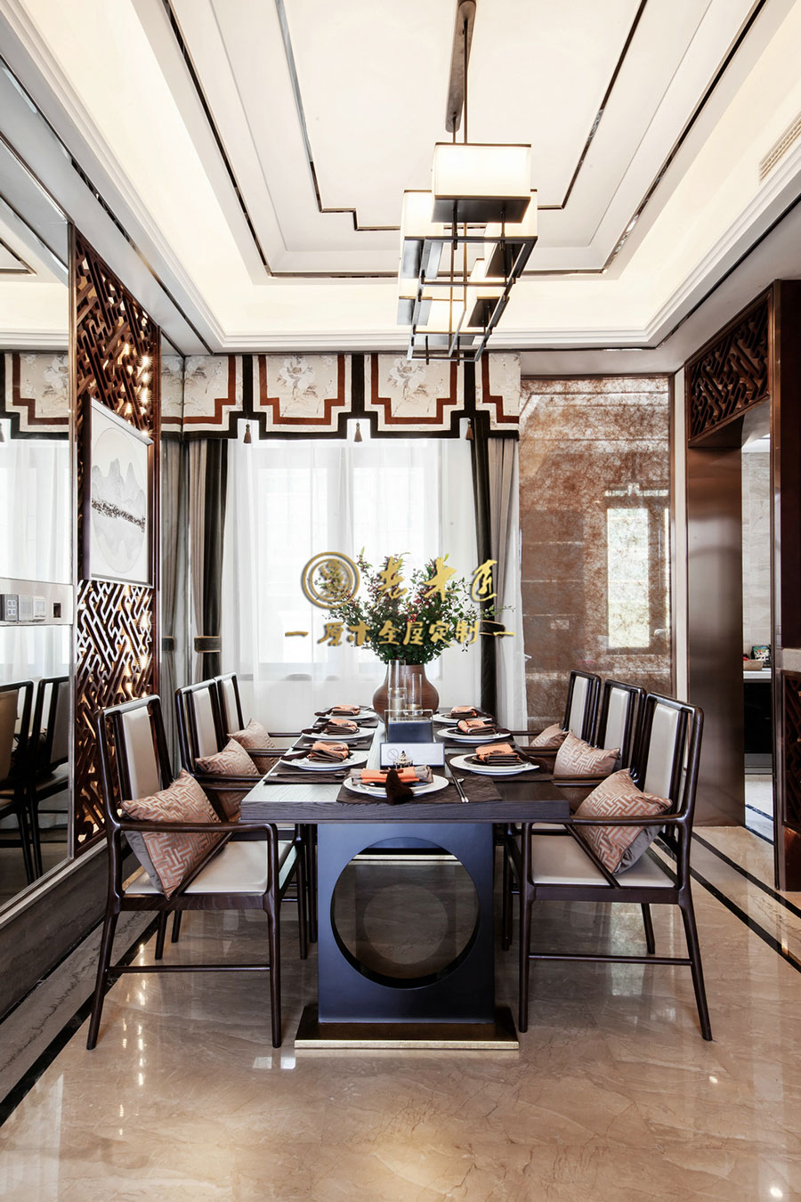 新中式別墅樣板間原木定制效果圖