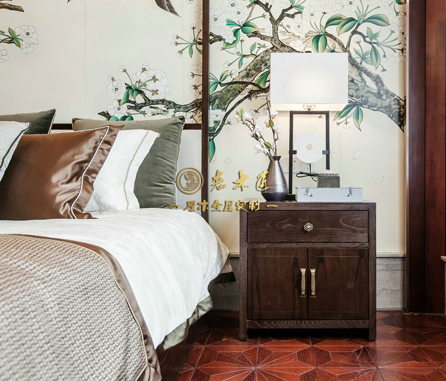 新中式別墅樣板間原木定制效果圖