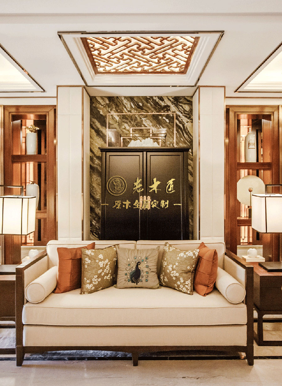 新中式別墅樣板間原木定制效果圖