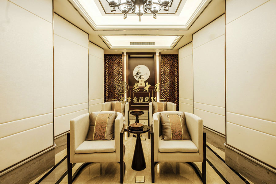 新中式別墅樣板間原木定制效果圖