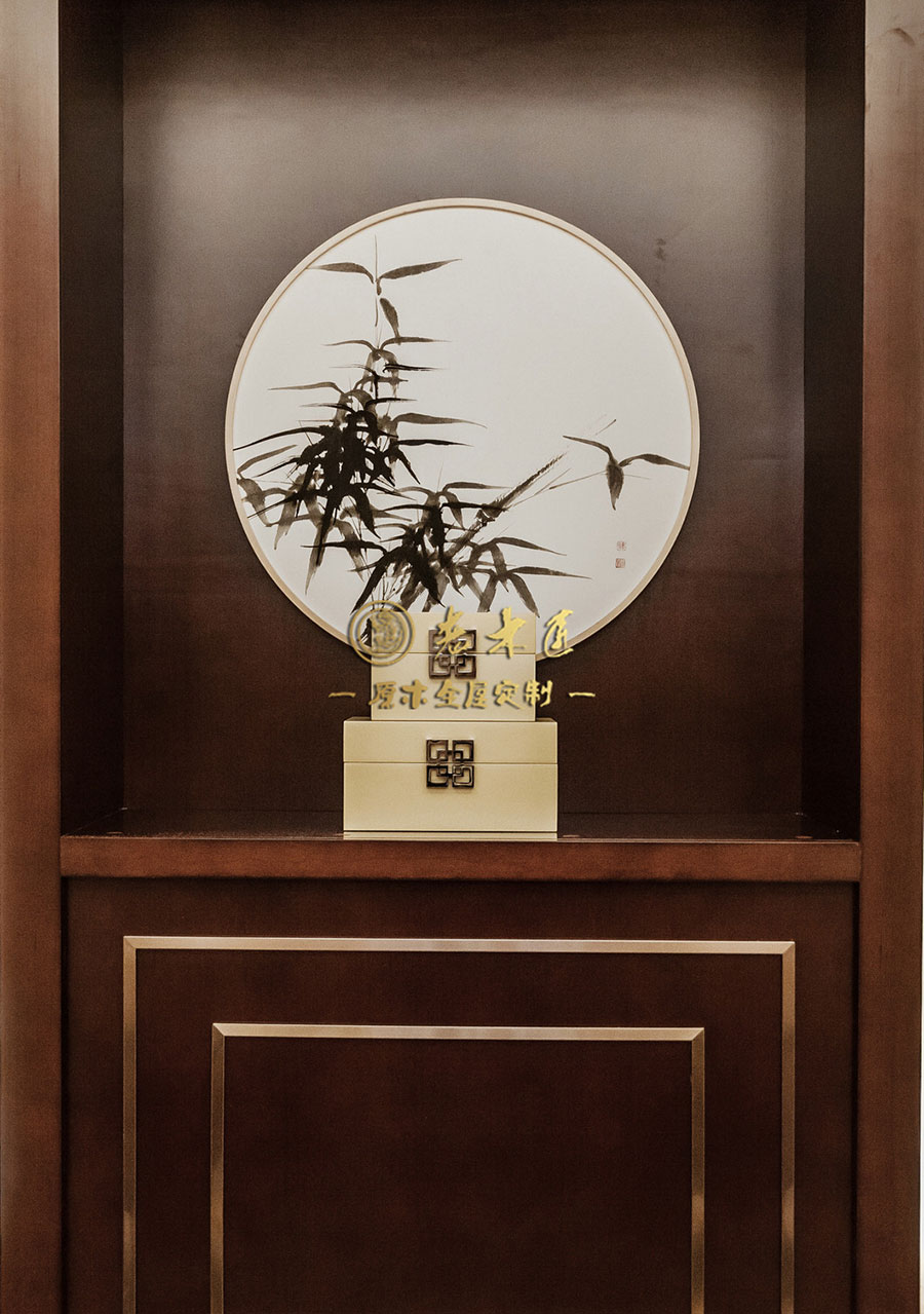 新中式別墅樣板間原木定制效果圖