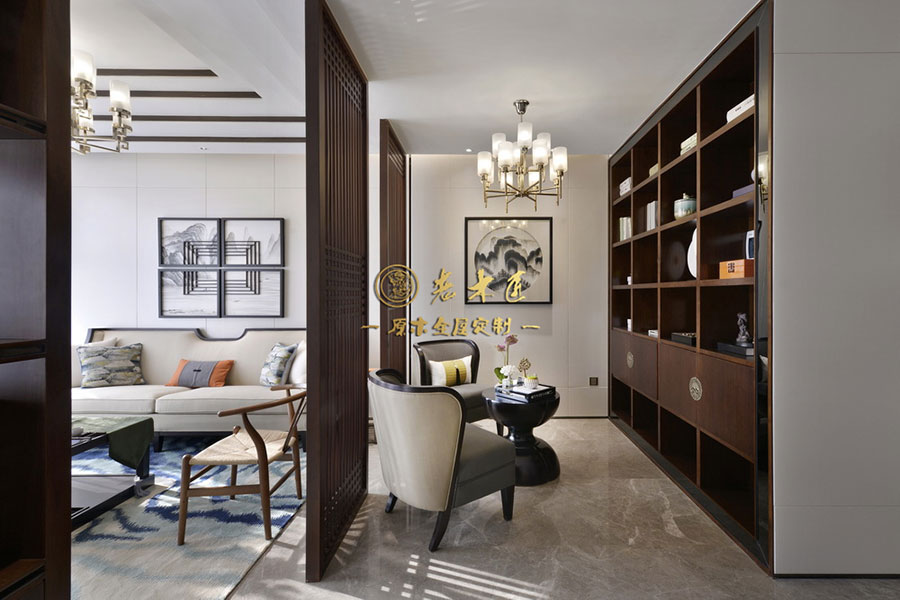 公寓樣板房新中式原木定制效果圖