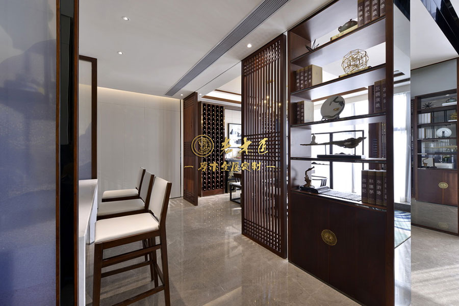 公寓樣板房新中式原木定制效果圖