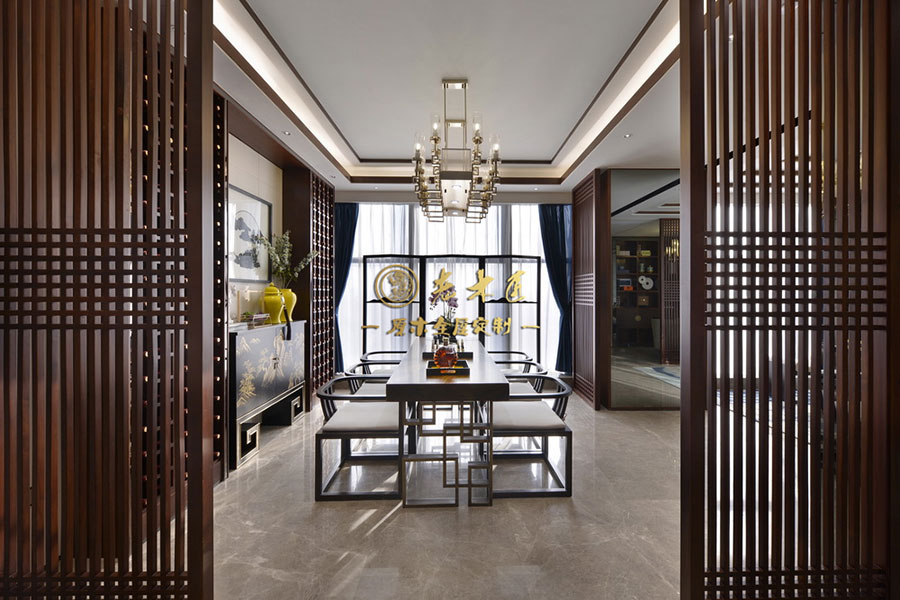 公寓樣板房新中式原木定制效果圖