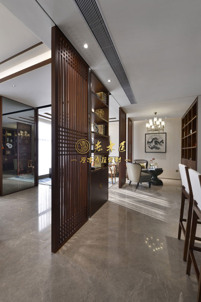 公寓樣板房新中式原木定制效果圖