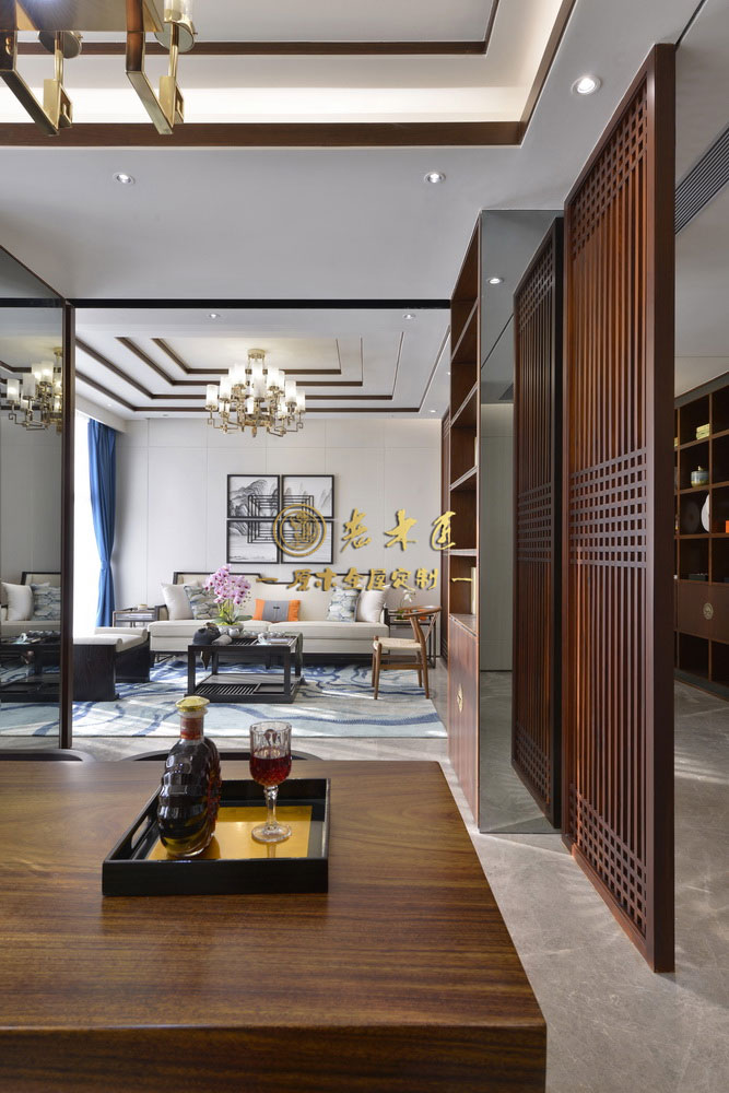 公寓樣板房新中式原木定制效果圖
