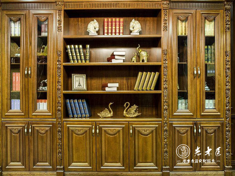 實(shí)木書(shū)柜效果圖 全實(shí)木書(shū)柜訂制效果圖