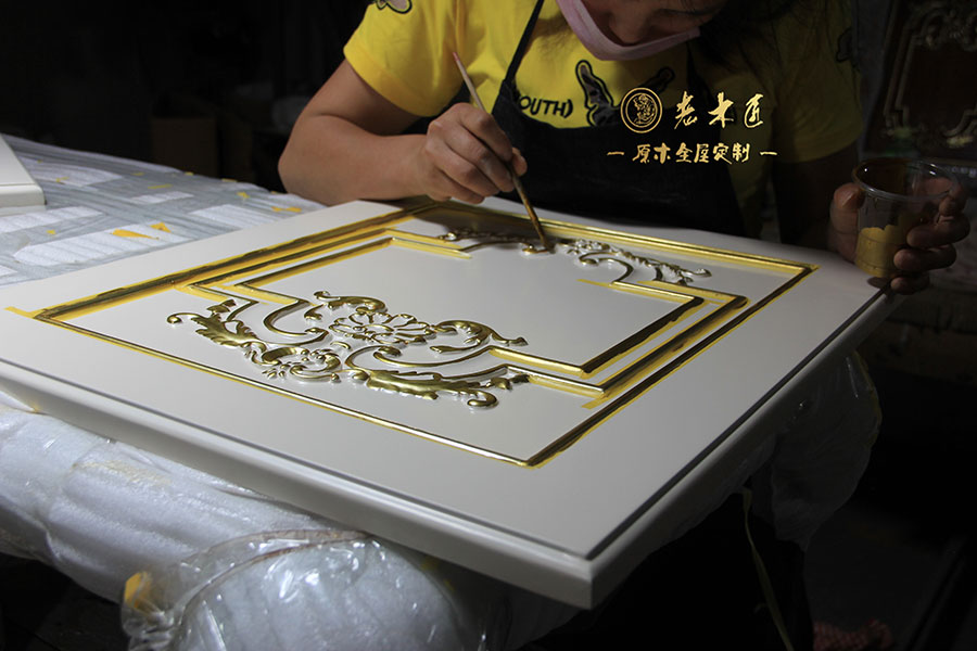 老木匠原木手工描金