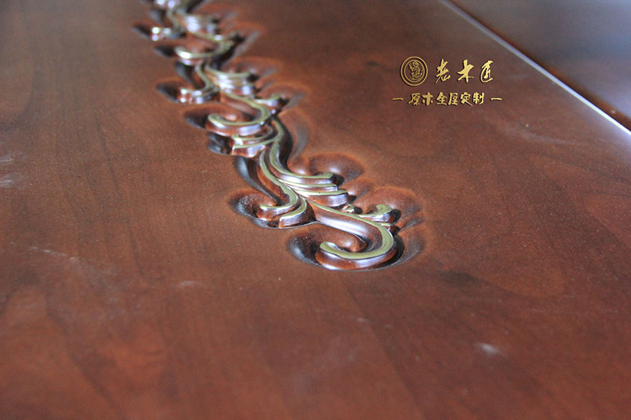 老木匠原木手工描金