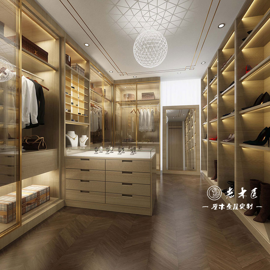 原木輕奢衣帽間設(shè)計(jì)效果圖