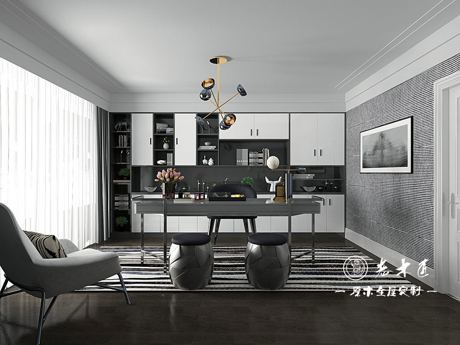 原木輕奢書房設計效果圖