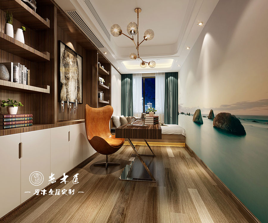 原木輕奢書房設計效果圖