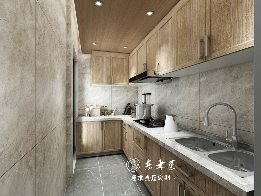 原木輕奢廚房效果圖