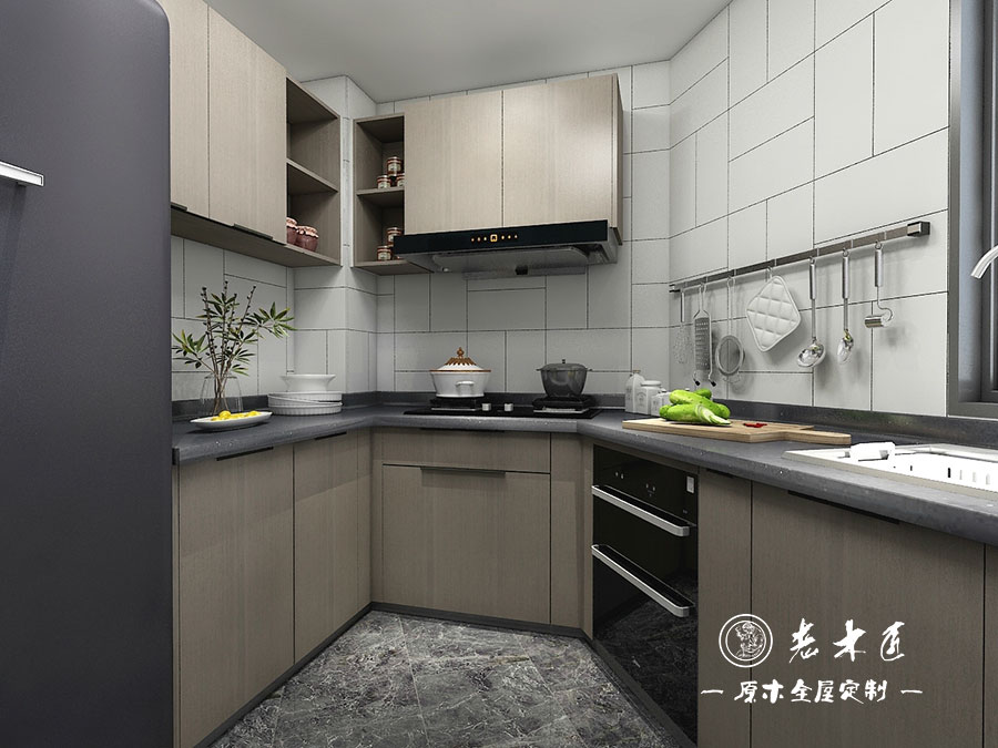 原木輕奢廚房定制圖片