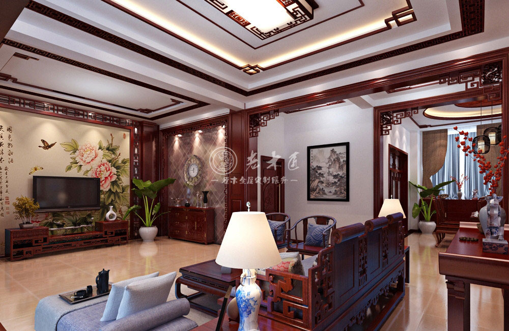 中式風(fēng)格別墅原木全屋定制