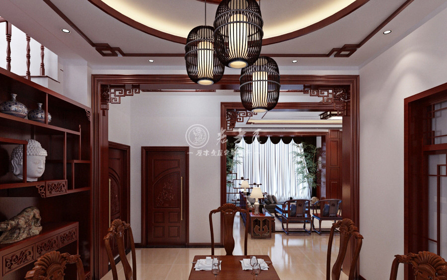 中式風(fēng)格別墅原木全屋定制