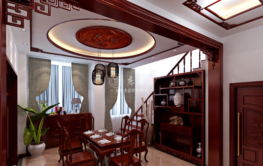 中式風(fēng)格別墅原木全屋定制