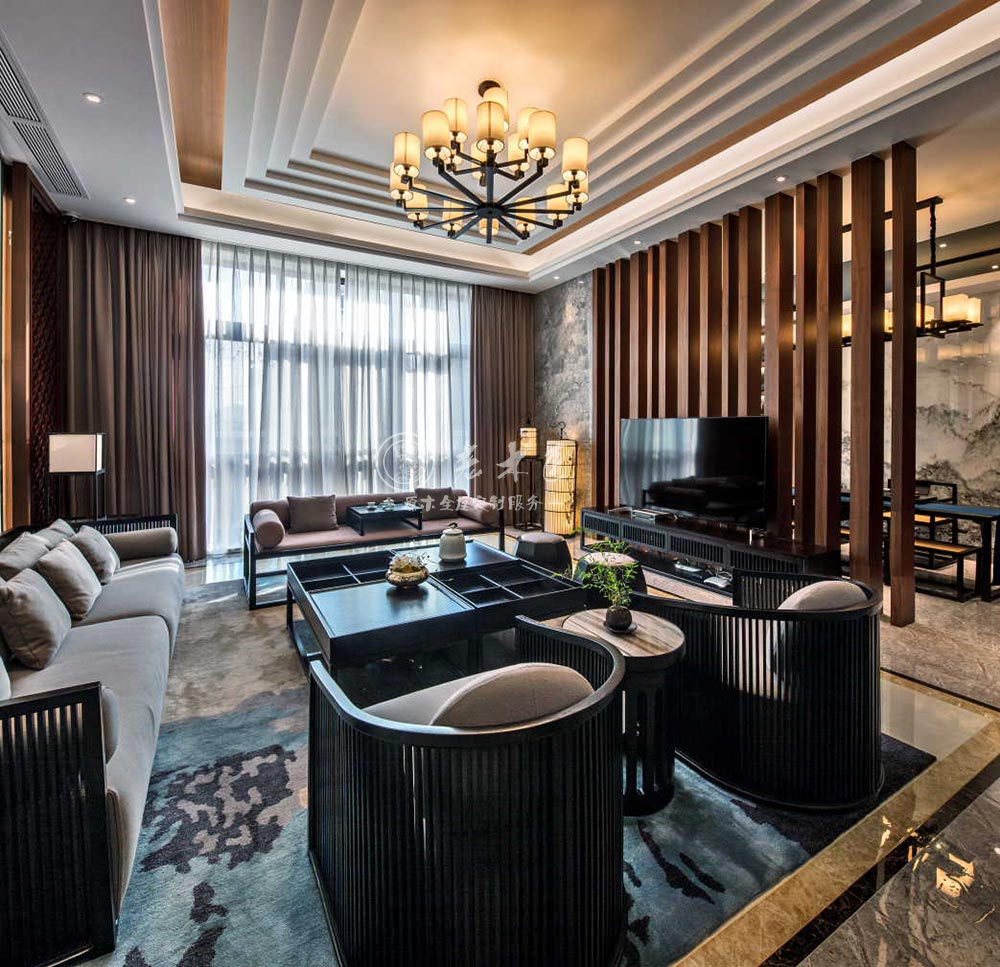 新中式原木家居效果圖