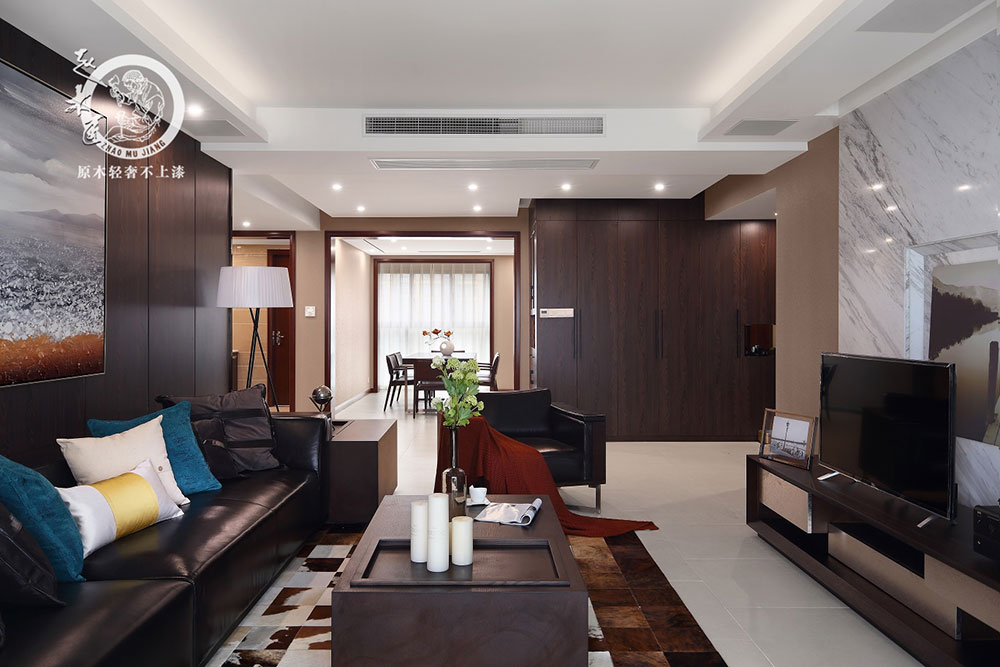 原木輕奢客廳背景墻