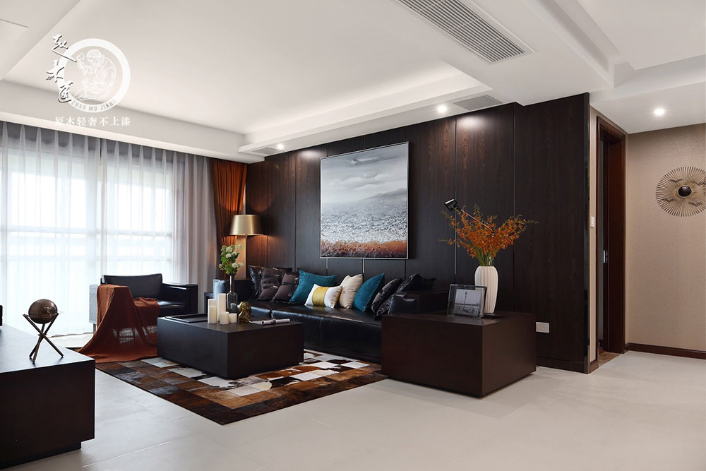 原木輕奢客廳背景墻