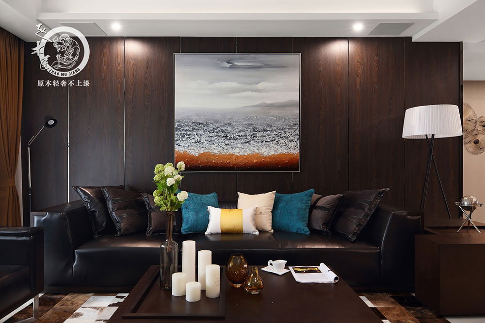 原木輕奢客廳背景墻