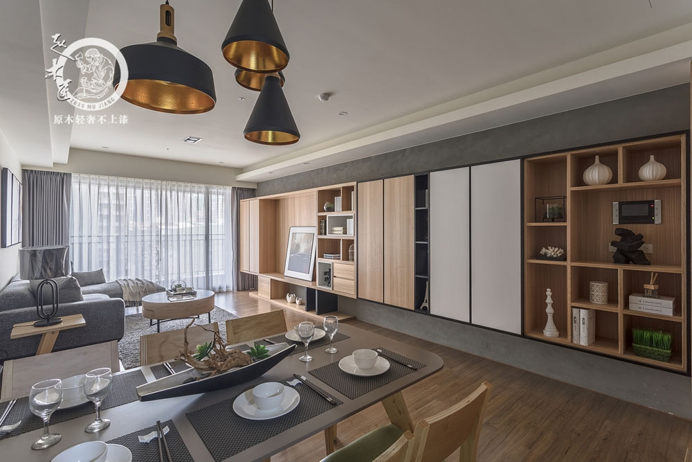 原木輕奢客廳背景墻