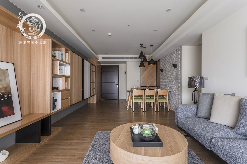 原木輕奢客廳背景墻