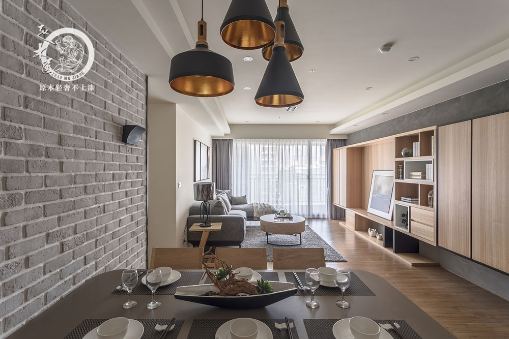 原木輕奢客廳背景墻