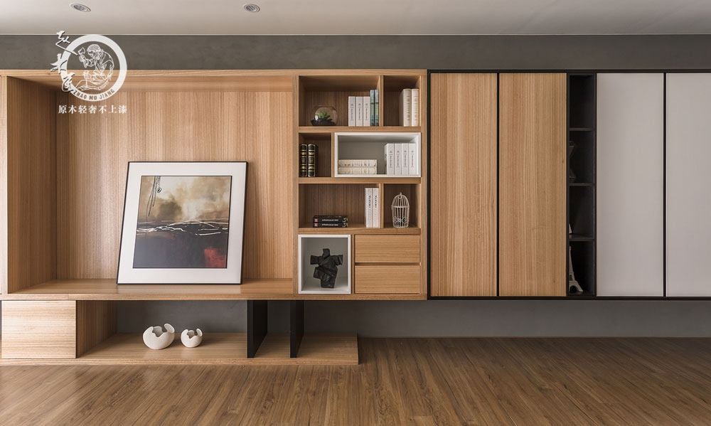 原木輕奢客廳背景墻