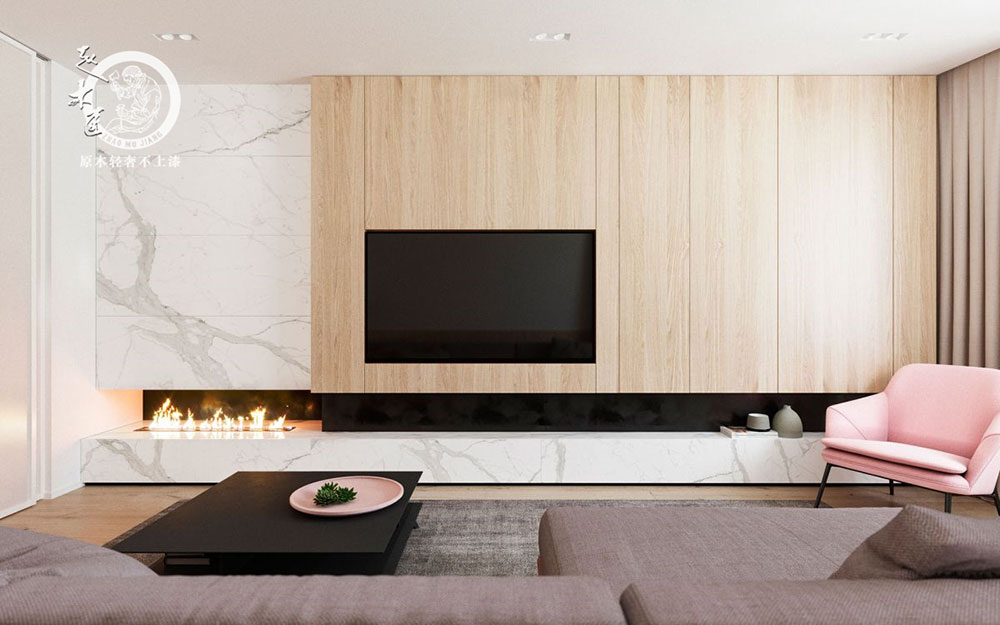 原木輕奢客廳背景墻