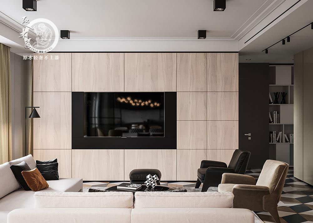 原木輕奢客廳背景墻