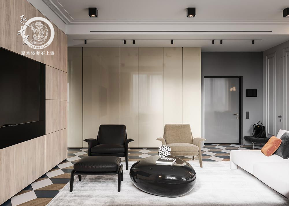 原木輕奢客廳背景墻