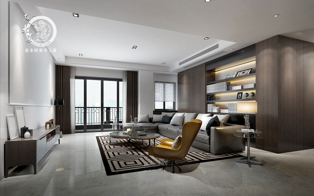 原木輕奢客廳背景墻