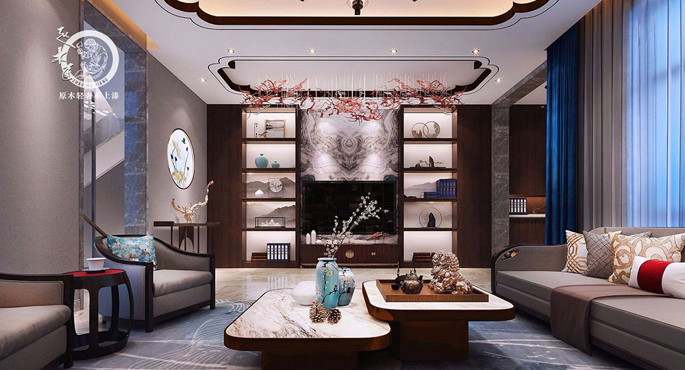 原木輕奢客廳背景墻