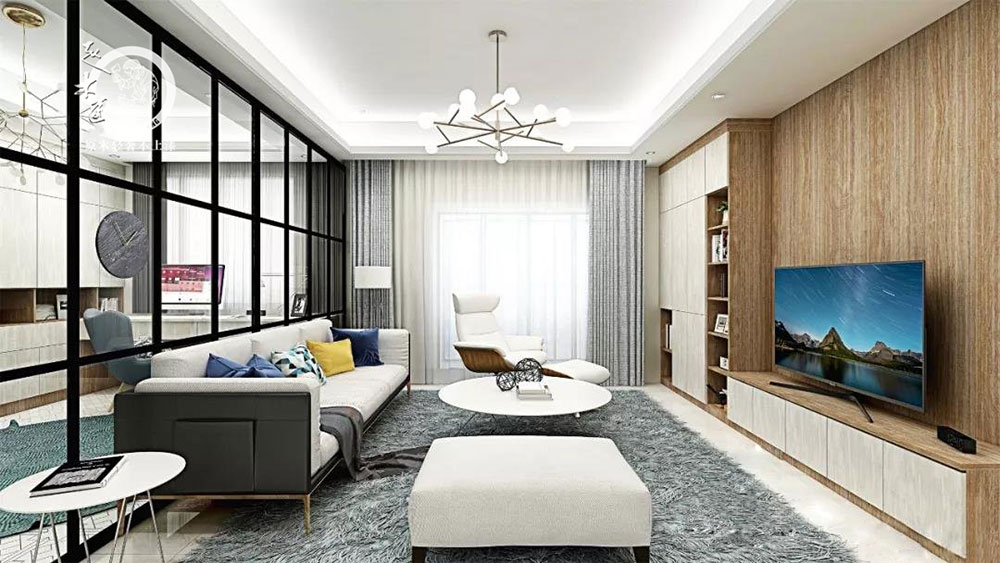 原木輕奢客廳背景墻