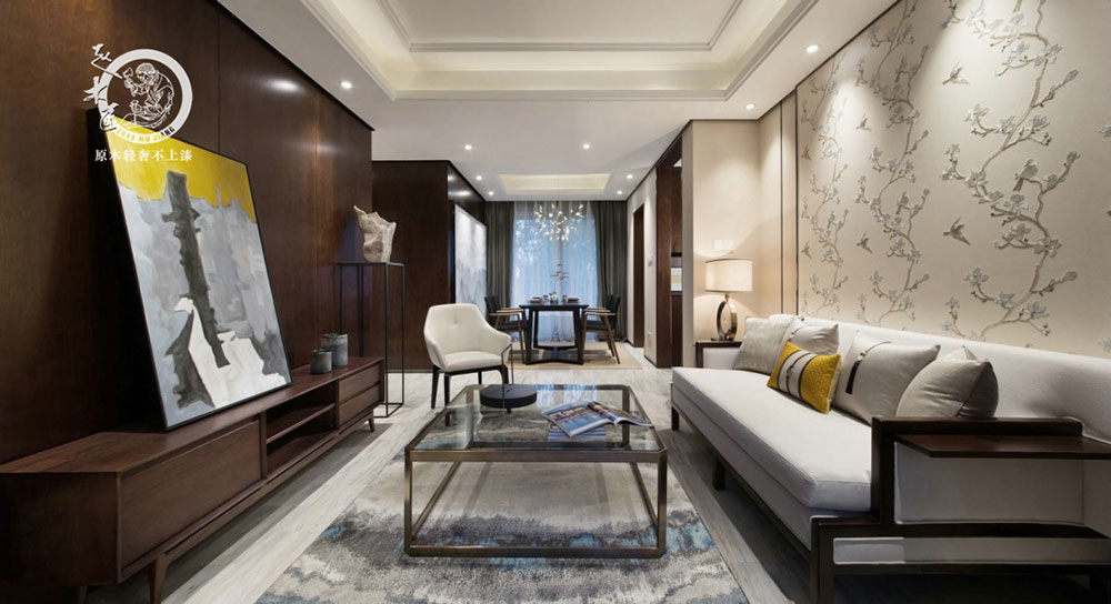 原木輕奢客廳背景墻