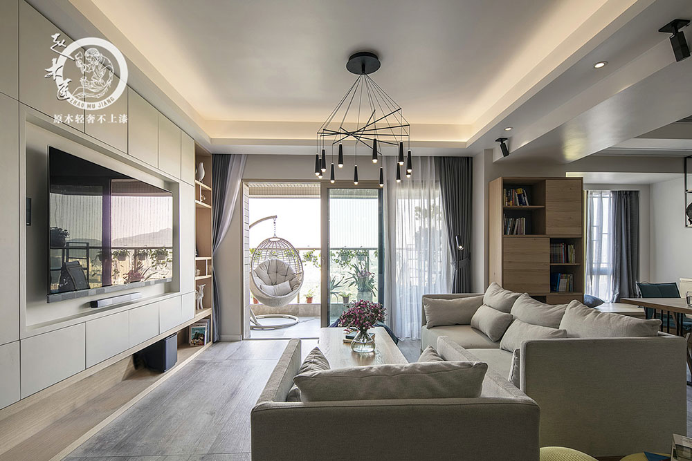 原木輕奢客廳背景墻