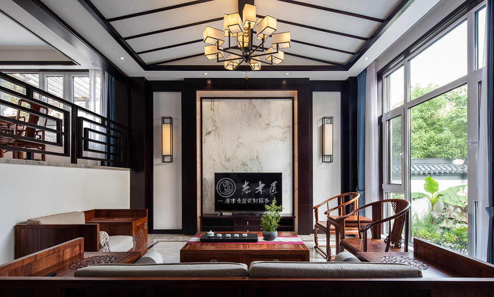 中式園林庭院別墅原木家居