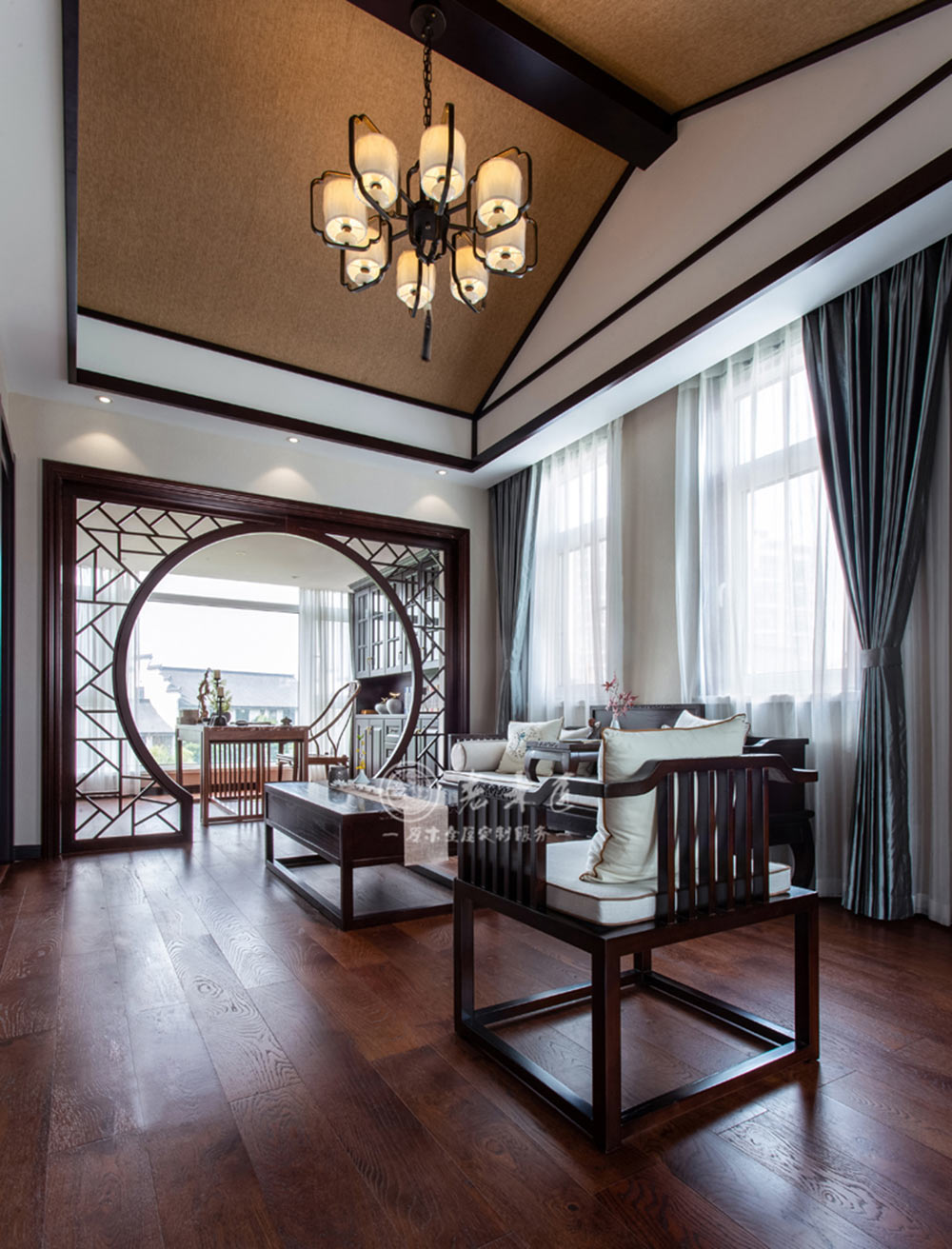 中式園林庭院別墅原木家居