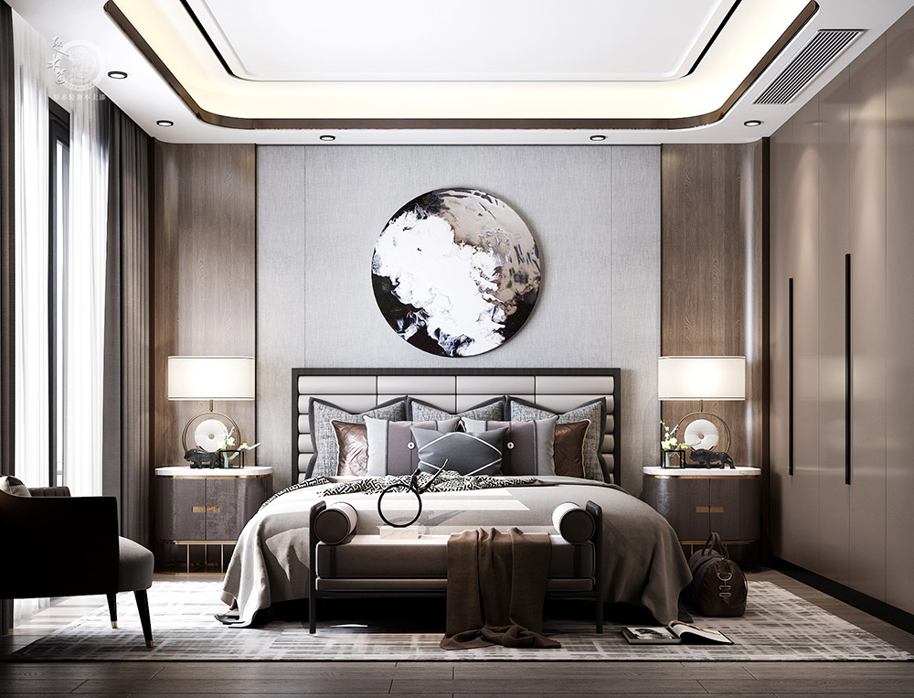 極簡輕奢風臥室背景