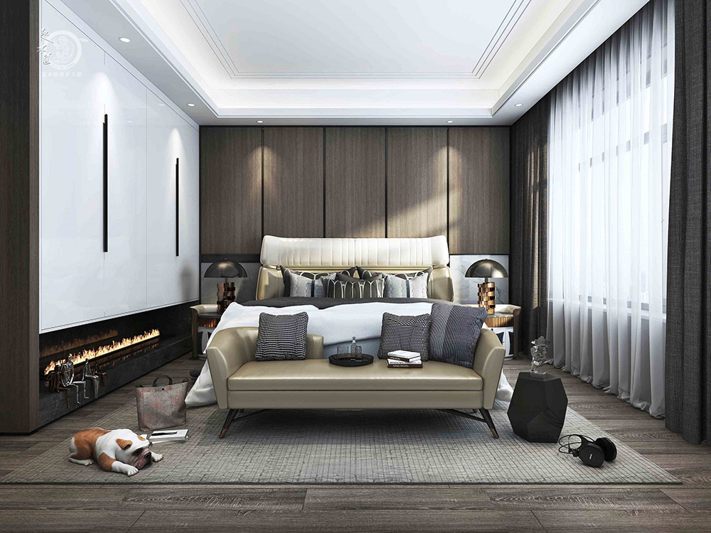 極簡輕奢風臥室背景