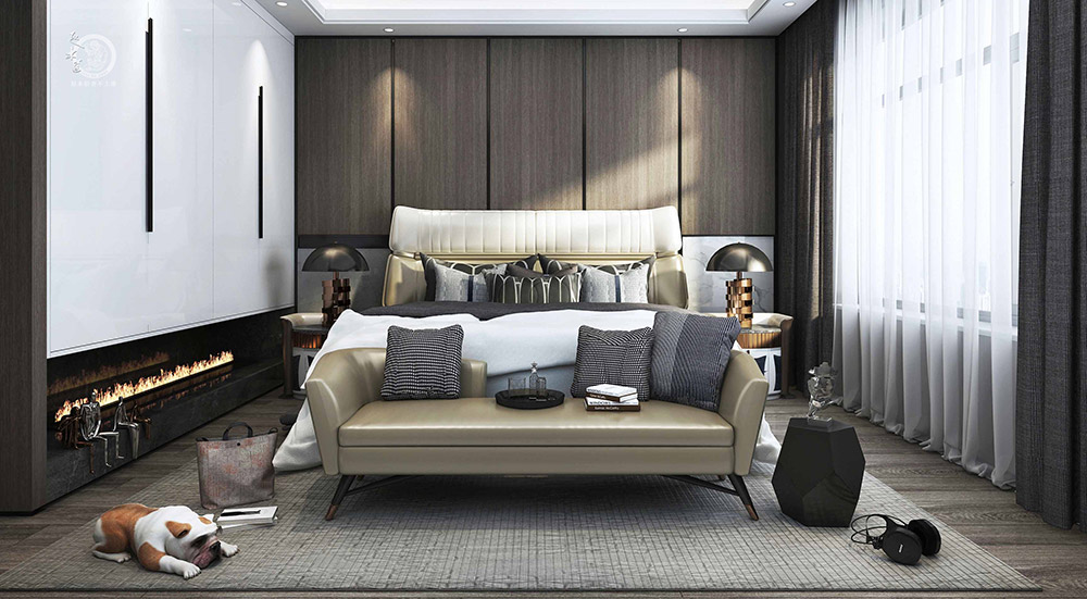 極簡輕奢風臥室背景