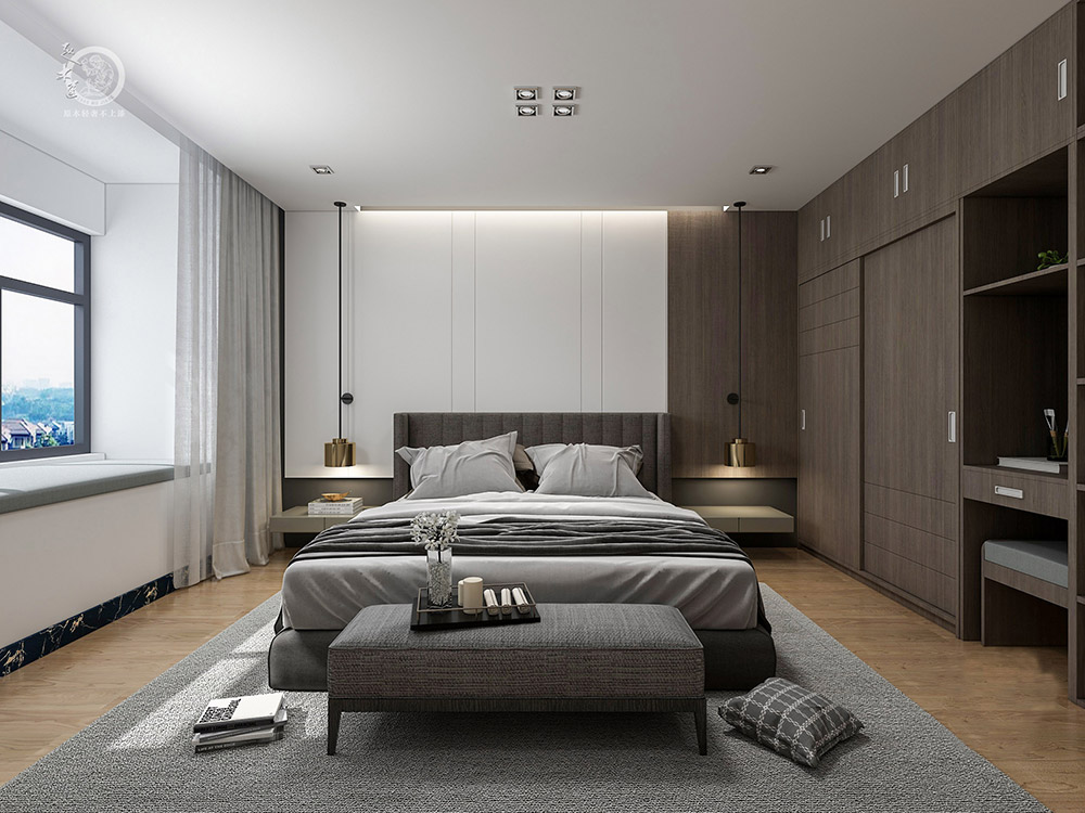 極簡輕奢風臥室背景