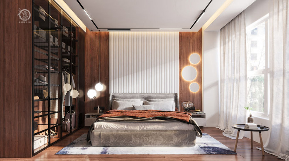 極簡輕奢風臥室背景