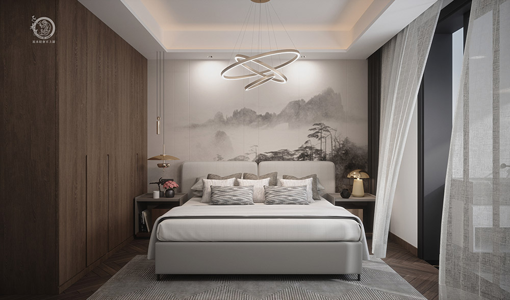 極簡輕奢風臥室背景