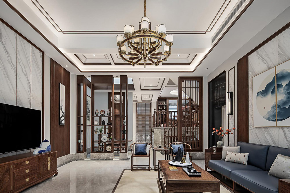 別墅新中式原木全屋定制