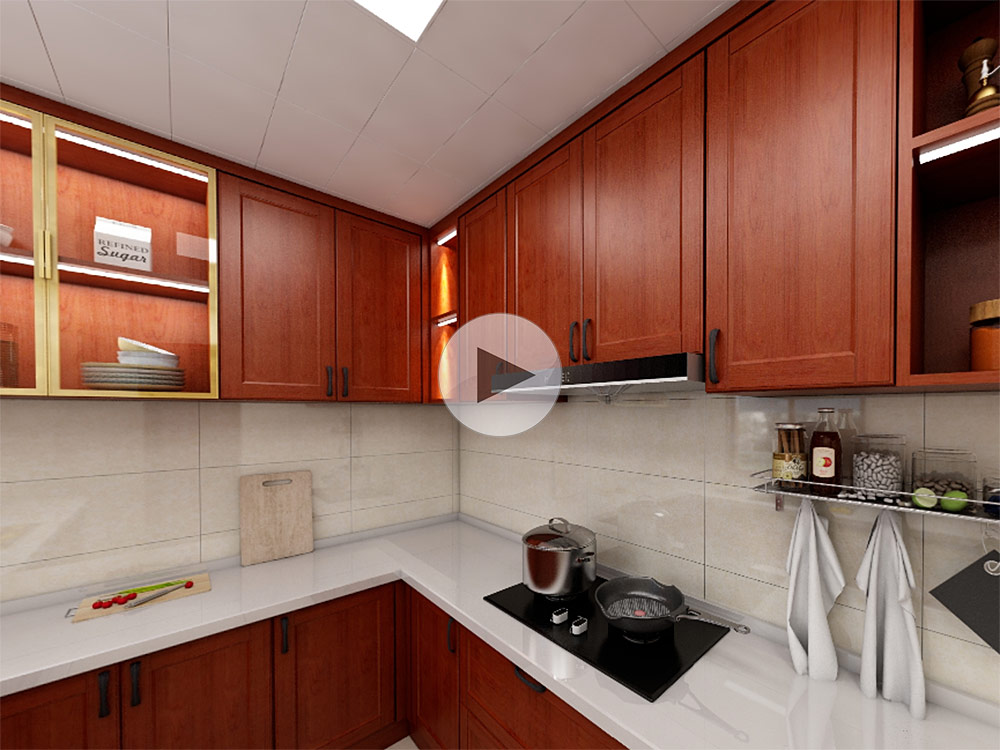 原木廚房櫥柜VR全景圖