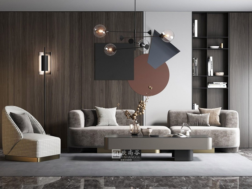 極簡輕奢客廳背景設(shè)計