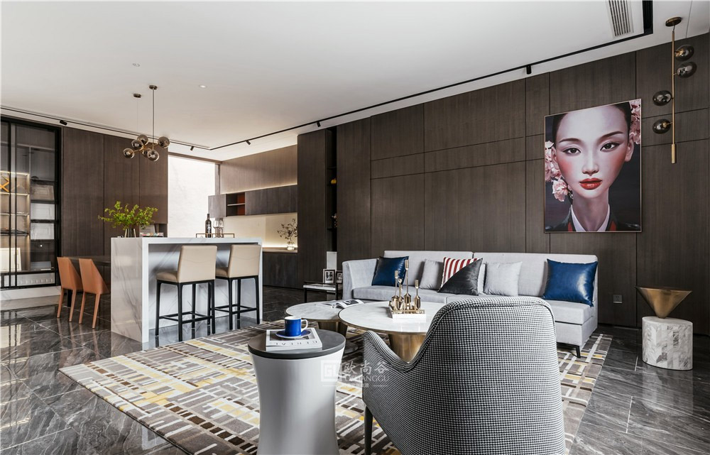 極簡輕奢客廳背景設(shè)計